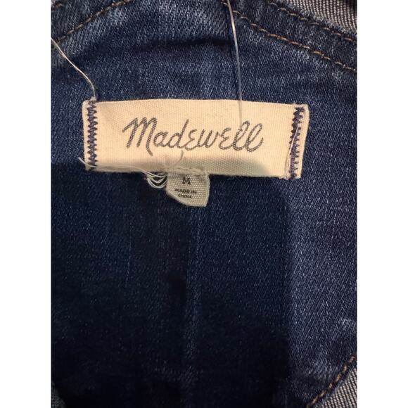 Madewell Denim Overalls Medium Wash Distressed Knees size ziper  Medium - Picture 9 of 10